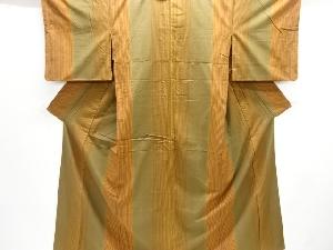 縞織り出し手織り紬着物